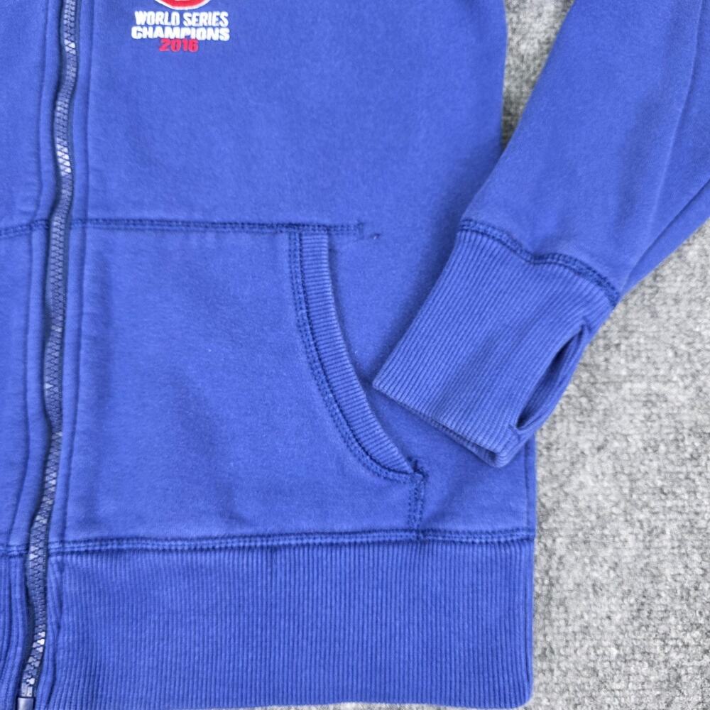 Chicago Cubs Hoodie Womens Small Blue MLB Baseball 2016 World Series Thumb Holes - Picture 15 of 16